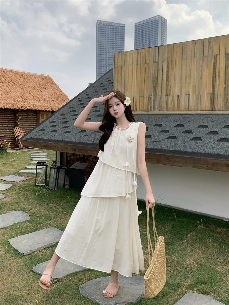 Light Color Sleeveless Tank Long Dress for Women 2025 Summer