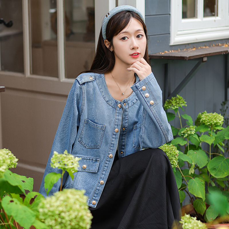 Women's Retro Hong Kong Style Frayed Denim Jacket Casual Loose Fit - Image 4