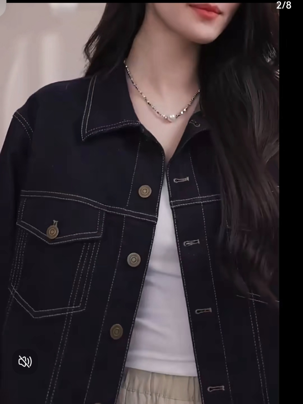 Korean Style Slimming Versatile Loose Simple Navy Denim Long Sleeve Top Jacket - Image 3