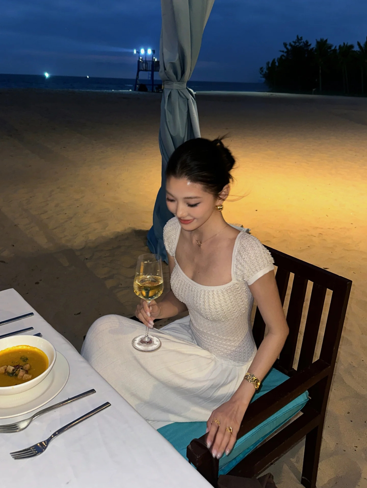 Spring Summer 2026 New Knitted Pleated Dress Handmade Beaded Long Dress