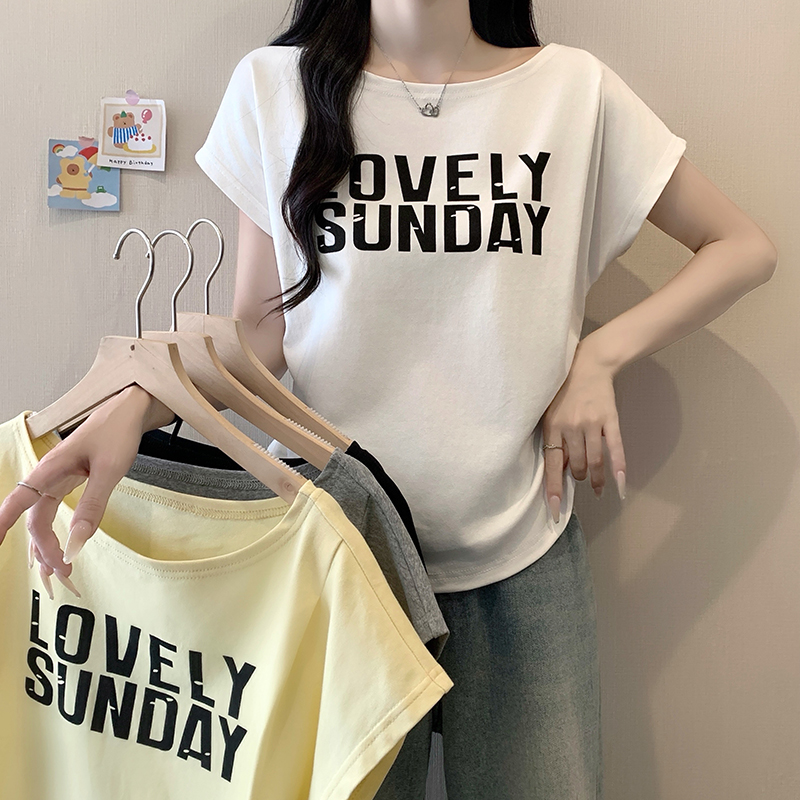 Plus Size Women's Summer Letter Print Ruffle Sleeve T-Shirt 2026 New