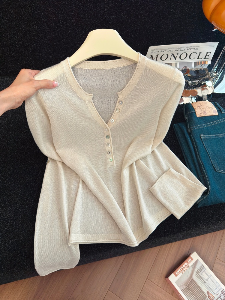 Women's Two-Way Long Sleeve Slimming Knit Top Sexy Half-Open Neck Early Autumn New - Image 3