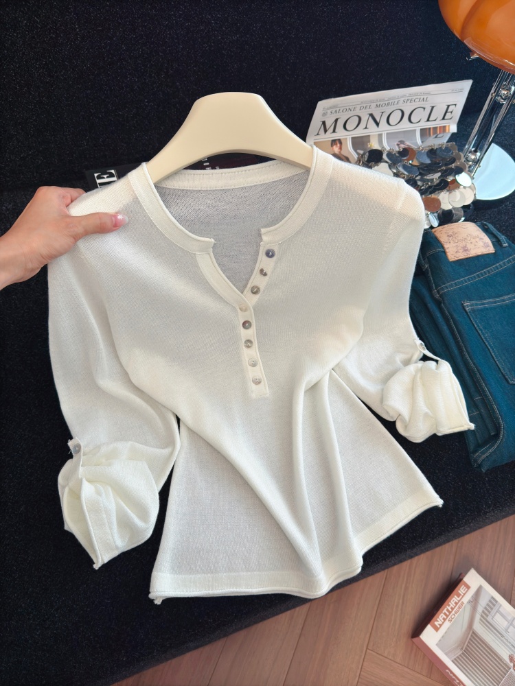 Women's Two-Way Long Sleeve Slimming Knit Top Sexy Half-Open Neck Early Autumn New - Image 4