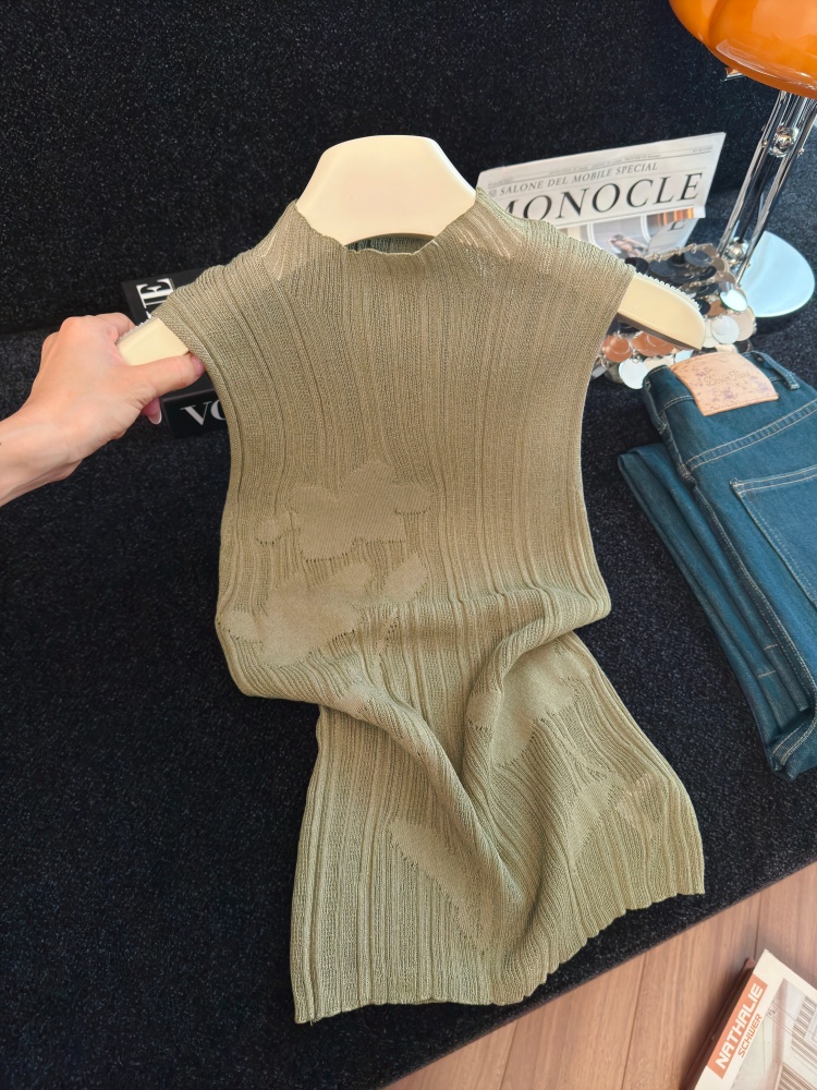 Women's Jacquard Knit Tank Top Sleeveless Vest for Layering - Style 2c049a