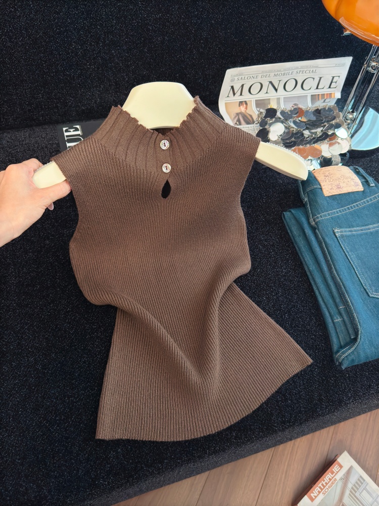 Classic Solid Color Cutout Sleeveless Vest for Women - Image 2