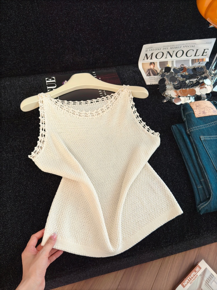 Women's Knit Lace Trim Sleeveless Tank Top Fall 2026 - Image 3