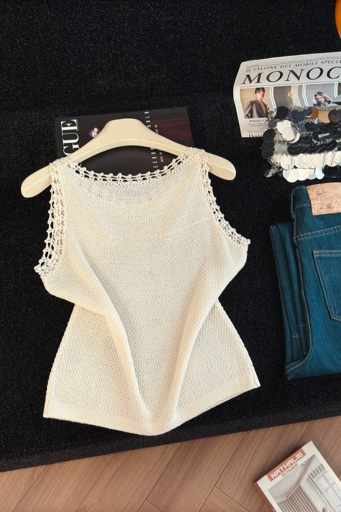 Women's Knit Lace Trim Sleeveless Tank Top Fall 2026 - Image 5